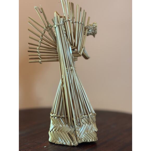 Vintage Boho Christmas Rattan Angels with Instruments Set of 4 - Picture 16 of 16